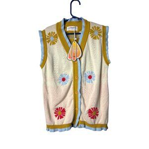Mud Kingdom Little Girl's Floral Knit Sweater Vest Size 120/5T NWT
